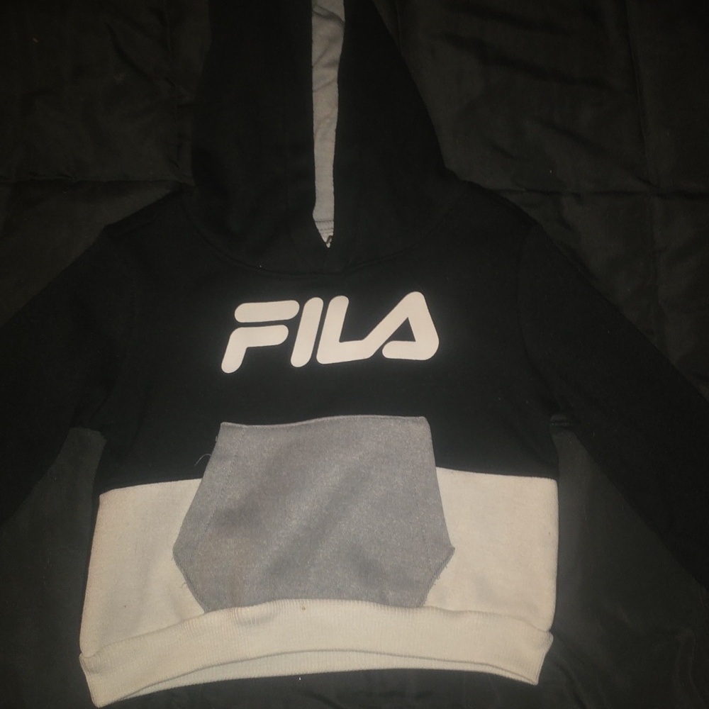 Fila Black and White Sweatshirt with Gray Pocket